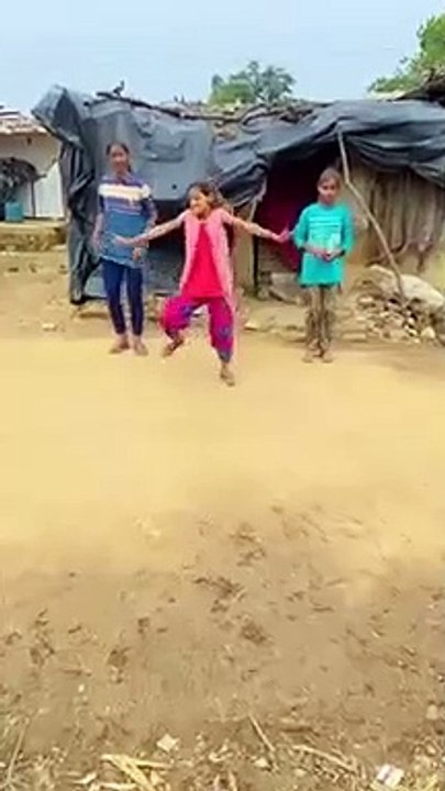 Kids are dancing on ground 