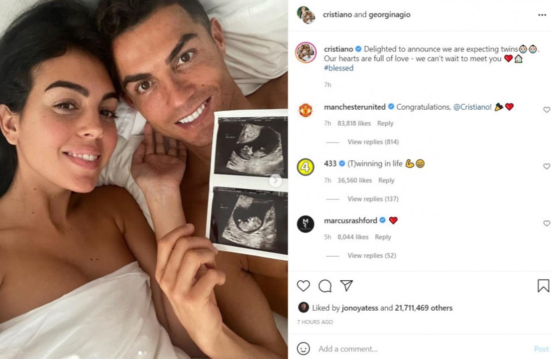 クリスティアーノ・ロナウド、恋人が双子を懐妊