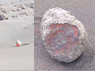 Una bola de lava recorre cientos de metros desde el volcán de La Palma