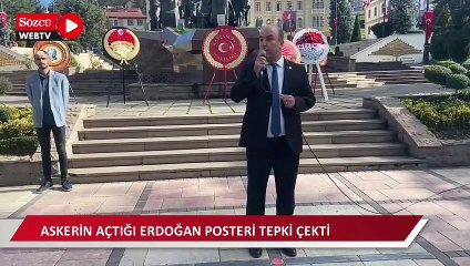Askerlerin Erdoğan posterini açmasına tepki