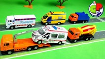 Camion dei pompieri carro attrezzi betoniera camion della spazzatura Cartone animato e disfacimento