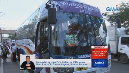 Kapasidad sa mga PUV, itataas sa 70% simula Nov. 4 sa NCR, Cavite, Laguna, Rizal at Bulacan | Saksi