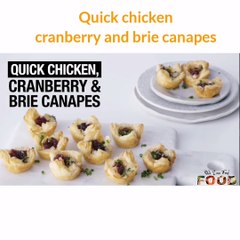 Quick chicken, cranberry and brie canapes
