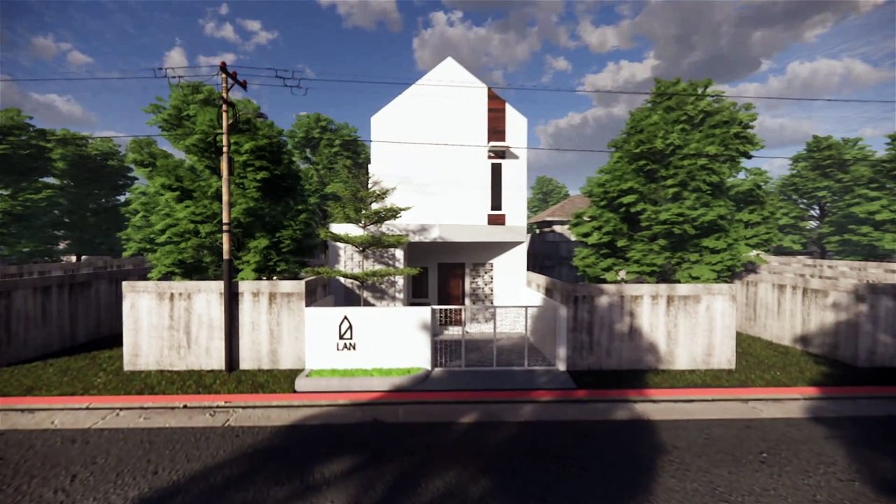 Desain Rumah 2 lantai di lahan rumah subsidi 6x12m Gaya Scandinavian modern minimalis dan simpel