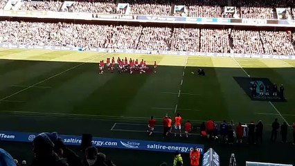 Scotland v Tonga at BT Murrayfield Stadium - Tonga's players  pre-match war dance