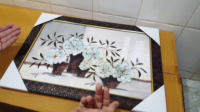 Unboxing and Review of Flower Pot With Brown Colour 4 Vase Home Decorative Wall Art Painting With glass Frame