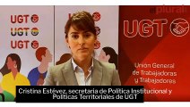 Cristina Estévez, secretaria de Política Institucional y Políticas Territoriales de UGT, valora los datos del paro