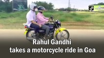 Rahul Gandhi takes a motorcycle ride in Goa