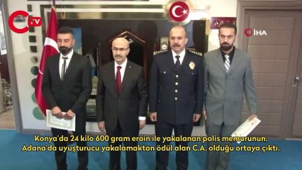 24 kilo 600 gram eroinle yakalanan polisin uyuşturucu yakalamaktan ödül aldığı ortaya çıktı