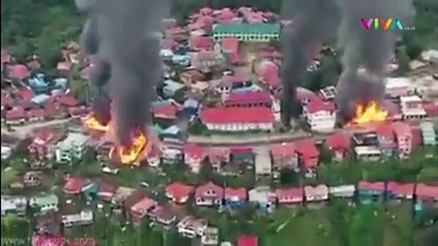 Akibat Peperangan, Ratusan Rumah di Myanmar Hangus Terbakar