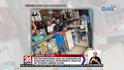 Batang mangangalakal na gumagawa ng miniature musical instruments, binigyan ng totoong libreng gitara | 24 Oras Weekend