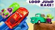 Pixar Cars 3 Lightning McQueen in Loop Jump Race versus Hot Wheels Toy Story Buzz Lightyear in this Funny Funlings Race Competition Family Friendly Video for Kids by Kid Friendly Family Channel Toy Trains 4U