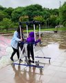 Mom helps her son with cerebral palsy skateboard for first time on special modified board