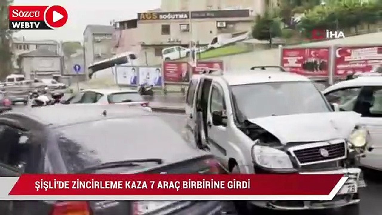Şişli'de zincirleme kaza: 7 araç birbirine girdi