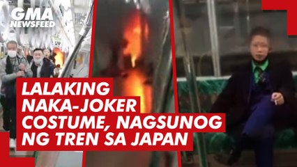 Скачать видео: Lalaking naka-Joker costume, nagsunog ng tren sa Japan | GMA News Feed