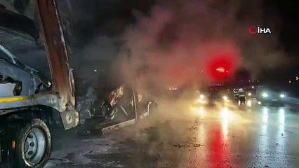 Sıfır Fiat marka araçlar alev alev yandı, sürücü fenalık geçirdi