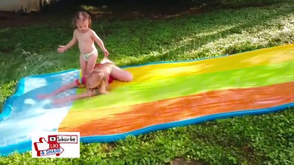 Funny Baby Playing With Water - Baby Outdoor Video - Just Laugh