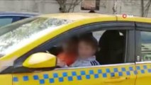 Arnavutköy'de 13 yaşındaki çocuğun ticari taksi kullandığı anlar kameralara yansıdı