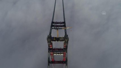 ÇANAKKALE - Sisin içinde kaybolan "1915 Çanakkale Köprüsü" drone ile görüntülendi