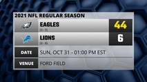 Eagles @ Lions Game Recap for SUN, OCT 31 - 01:00 PM EST