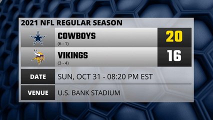 Cowboys @ Vikings Game Recap for SUN, OCT 31 - 08:20 PM EST