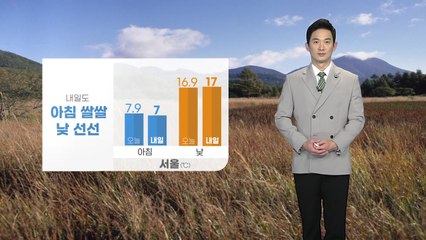 [날씨] 내일도 아침 쌀쌀, 낮 선선...큰 일교차 주의 / YTN