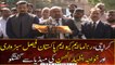 Karachi: MQM Pakistan leader Faisal Sabzwari and Khawaja Izharul Hassan talk to media