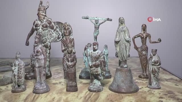 Roma, Bizans ve Helenistik dönemlere ait heykellere benzetilmeye çalışılan 128 tarihi eser görünümlü sahte obje ele geçirildi