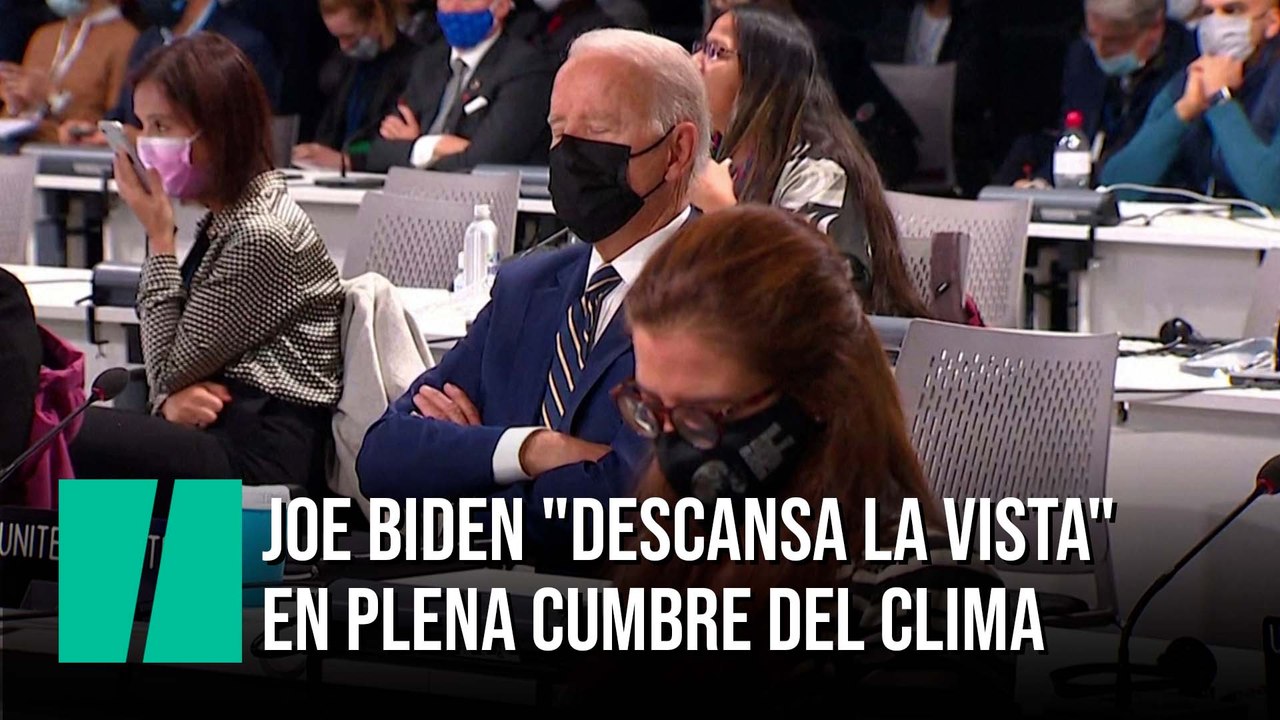 Joe Biden "descansa la vista" en plena Cumbre del Clima