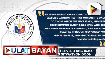 DFA, ibinaba sa Alert Level 3 ang Iraq dahil sa pagbuti ng sitwasyon doon