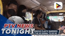 Passenger jeepneys remove plastic barriers; Overcrowding in jeepneys observed before start of 70% passenger cap