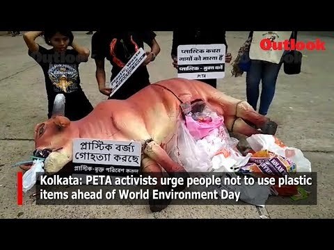Kolkata: PETA activists urge people not to use plastic items ahead of World Environment Day