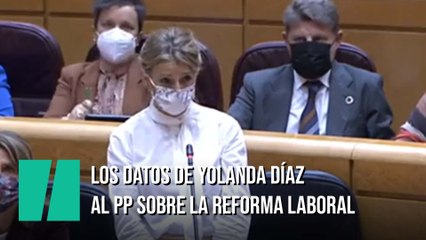 Yolanda Díaz, dando datos sobre la reforma laboral