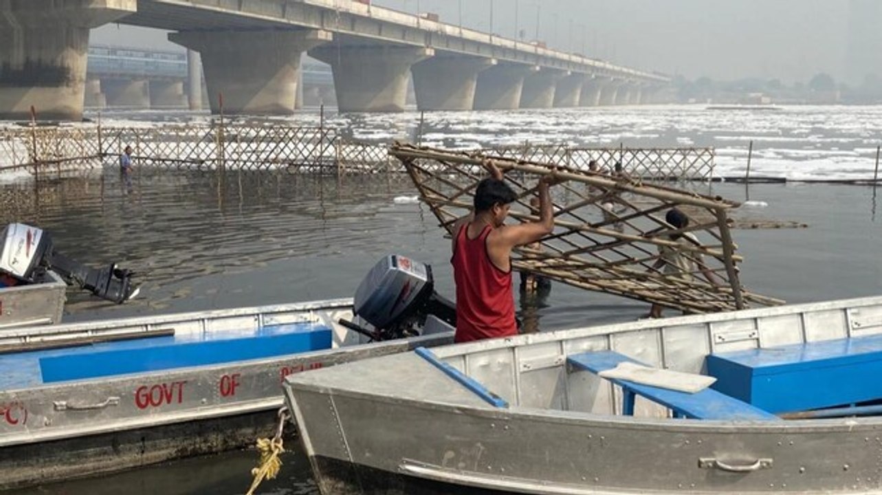 Delhi government deploys 15 boats to remove toxic froth from Yamuna amid political slugfest
