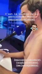Marc-Antoine Le Bret se met nu sur le plateau d'Europe 1, filmé par Julia Vignali.