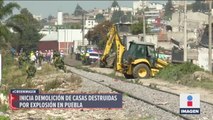 Inicia demolición de casas destruidas por explosión en Puebla