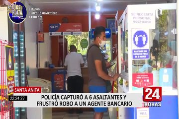 Detienen a cinco malhechores que intentaron asaltar un agente del BCP en Santa Anita