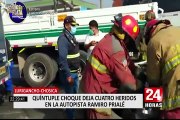 Quíntuple choque dejó cuatro heridos en la autopista Ramiro Prialé