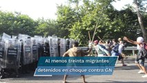 Caravana migrante choca con la Guardia Nacional en Chiapas