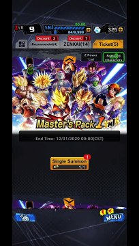 Dragonball Legends - Master’s Pack 1 Summon Open