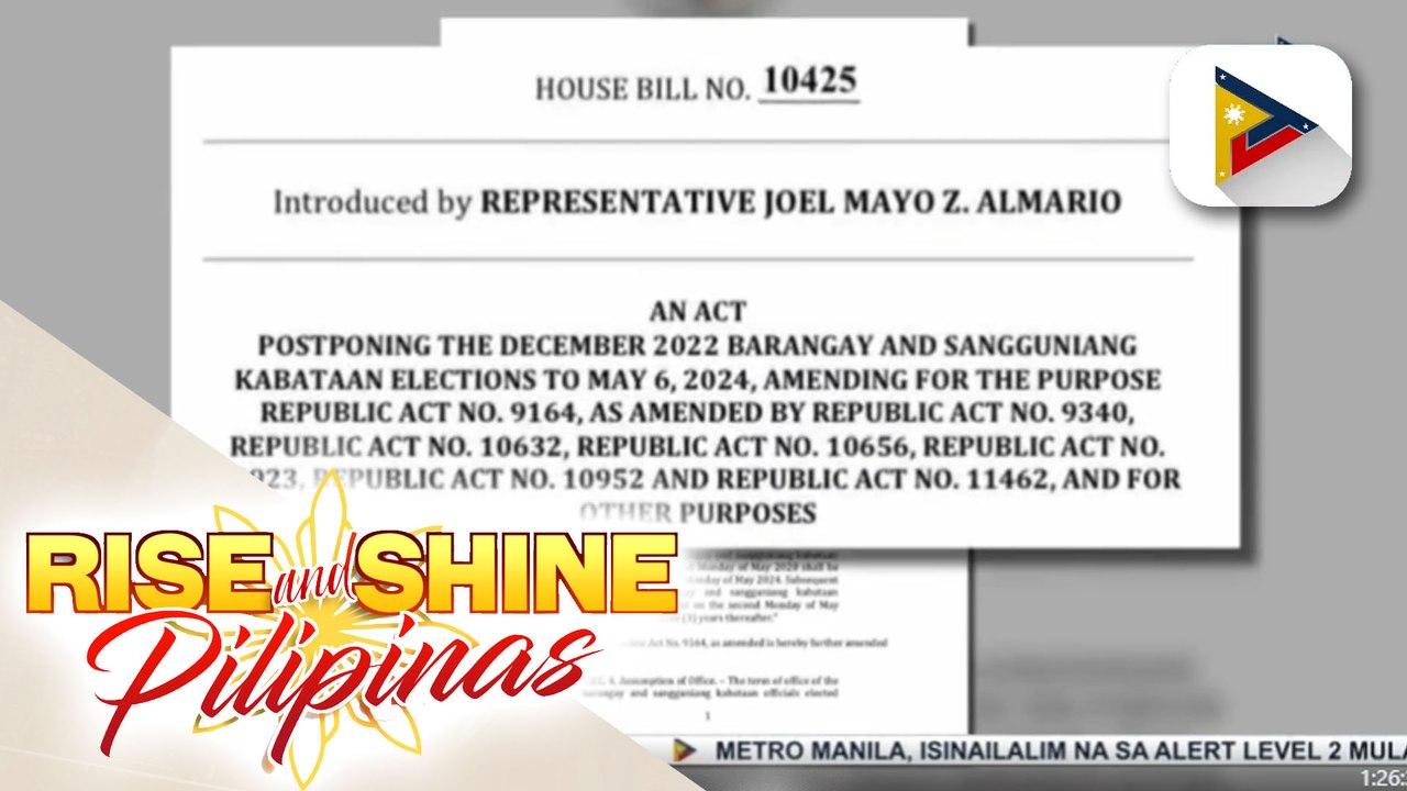 Panukalang iurong ang eleksyon para sa barangay at Sangguniang Kabataan, isinusulong sa Kamara