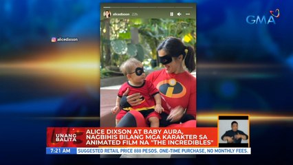 Alice Dixon at baby Aura, nagbihis bilang mga karakter sa animated film na "The Incredibles" | UB