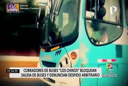 Cobradores de buses “Los Chinos” protestan porque serán despedidos ya que cobros serán electrónicos