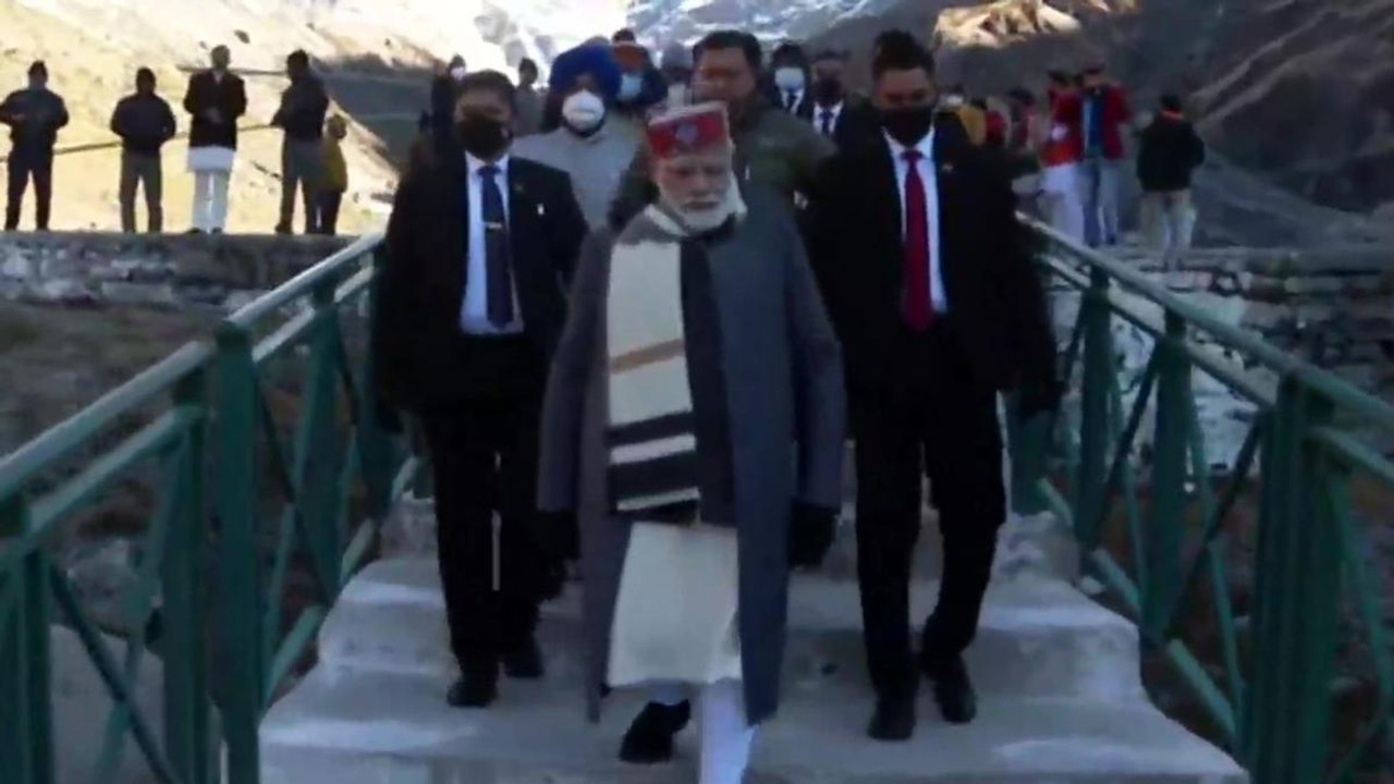Prime Minister Narendra Modi arrives at Kedarnath