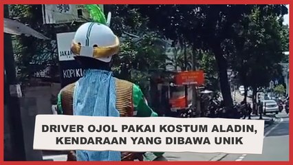 Unik! Driver Ojol Pakai Kostum Aladin, Kendaraan yang Dibawa Bukan Motor