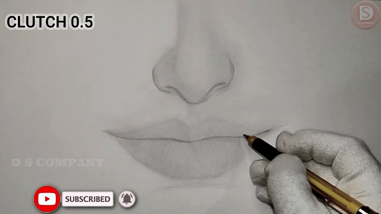 HOW TO DRAW REALISTIC NOSE AND LIPS FOR BEGINNERS WITH 2B 4B 6B PENCIL TUTORIAL BY DEEPAK SHARMA