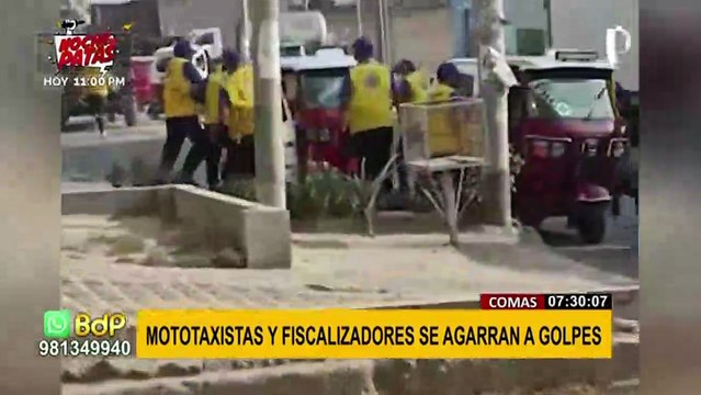 Comas: fiscalizadores se agarran a golpes con mototaxistas