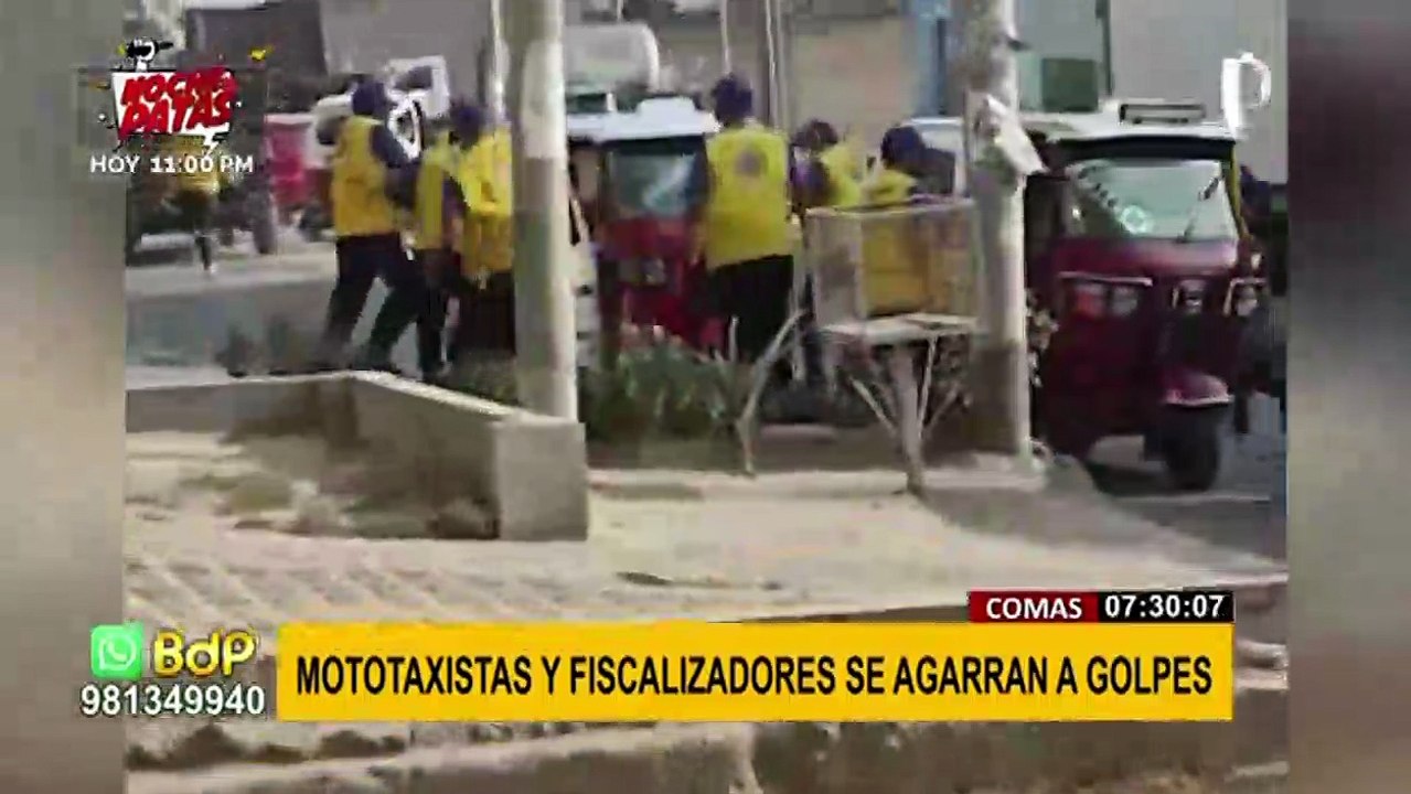 Comas: fiscalizadores se agarran a golpes con mototaxistas