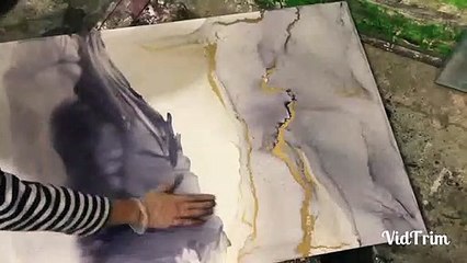 Alcohol ink. The process of painting big canvas_9757