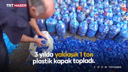 3 yılda topladığı 1 ton kapakla engellilerin yüzünü güldürecek